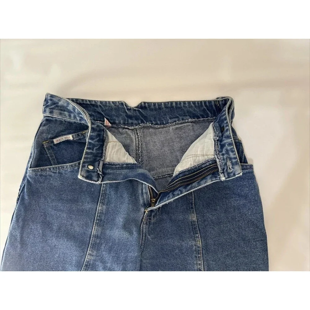 Vintage 80’s Blue Jeans Don’t Stop Denim Baggy Junior Women’s Size 11/12 - Picture 5 of 11